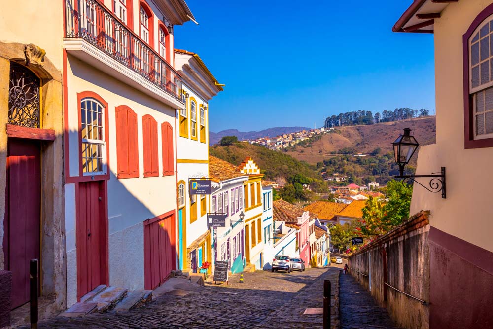 View of old town Ouro Preto at Minas Gerais province, Brazil